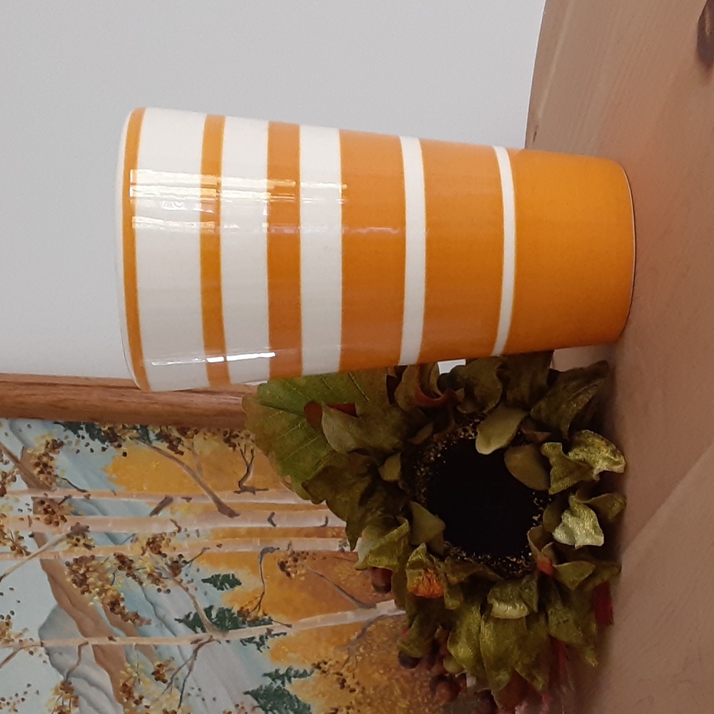 Terramoto San Francisco Yellow Horizontal Striped Ceramic Vase 7.5" H